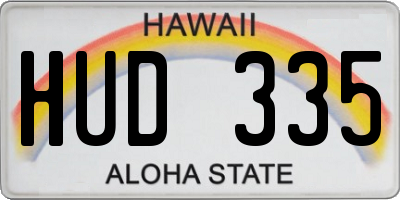 HI license plate HUD335