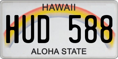 HI license plate HUD588