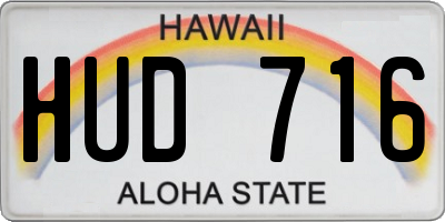 HI license plate HUD716
