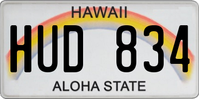 HI license plate HUD834