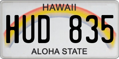 HI license plate HUD835