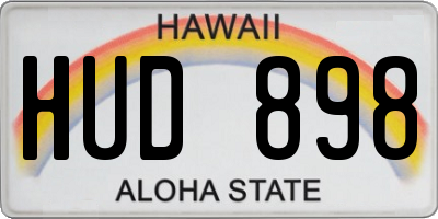 HI license plate HUD898