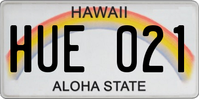 HI license plate HUE021
