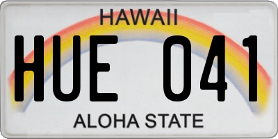 HI license plate HUE041