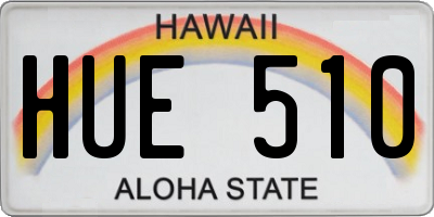 HI license plate HUE510