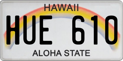 HI license plate HUE610