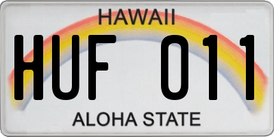 HI license plate HUF011
