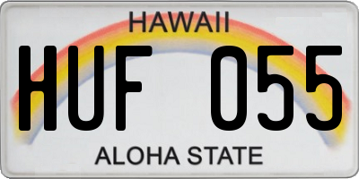 HI license plate HUF055