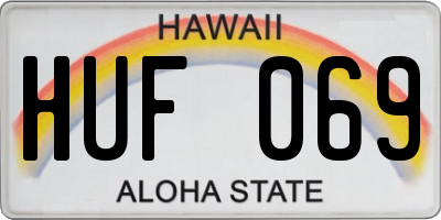 HI license plate HUF069