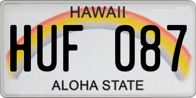 HI license plate HUF087