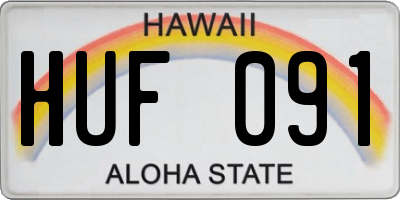 HI license plate HUF091