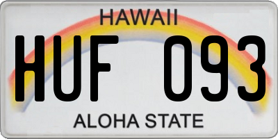 HI license plate HUF093