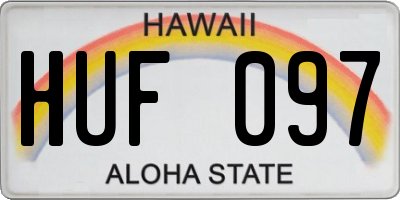 HI license plate HUF097