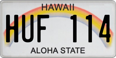 HI license plate HUF114