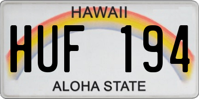 HI license plate HUF194
