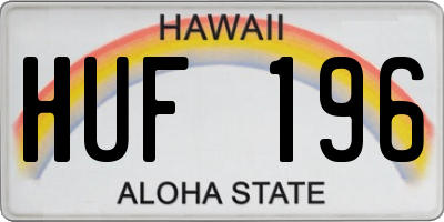 HI license plate HUF196