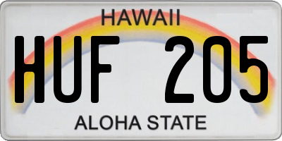 HI license plate HUF205