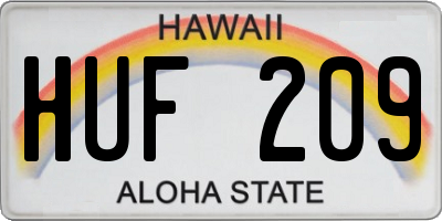 HI license plate HUF209
