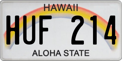 HI license plate HUF214