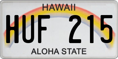 HI license plate HUF215