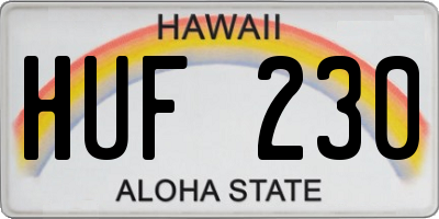 HI license plate HUF230