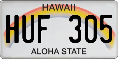 HI license plate HUF305