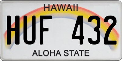 HI license plate HUF432