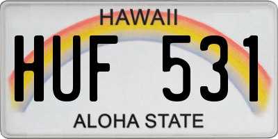 HI license plate HUF531