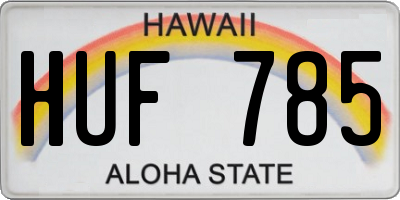 HI license plate HUF785