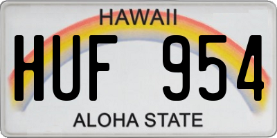 HI license plate HUF954