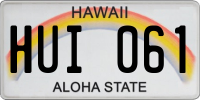 HI license plate HUI061