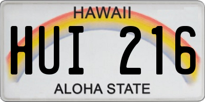 HI license plate HUI216