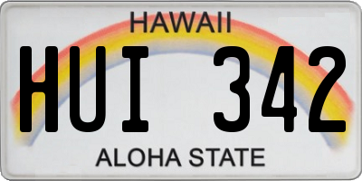 HI license plate HUI342