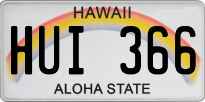 HI license plate HUI366