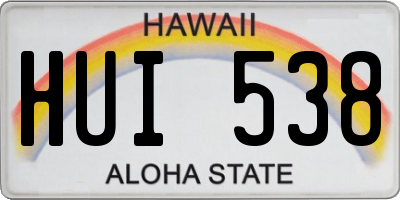 HI license plate HUI538