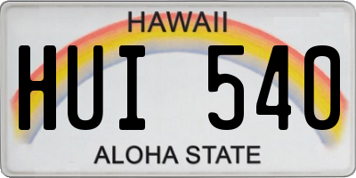 HI license plate HUI540