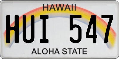 HI license plate HUI547