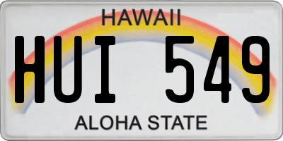 HI license plate HUI549