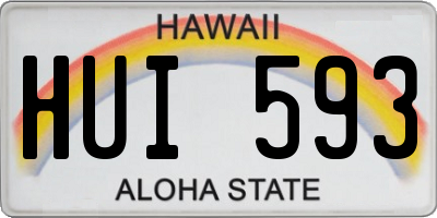 HI license plate HUI593