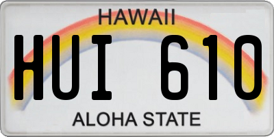 HI license plate HUI610
