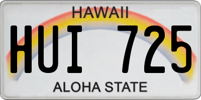 HI license plate HUI725