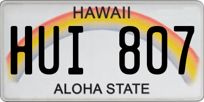 HI license plate HUI807