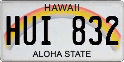 HI license plate HUI832