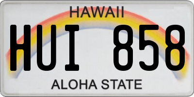 HI license plate HUI858