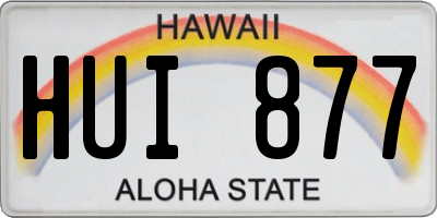 HI license plate HUI877