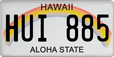 HI license plate HUI885