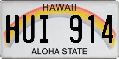 HI license plate HUI914