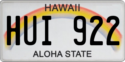 HI license plate HUI922