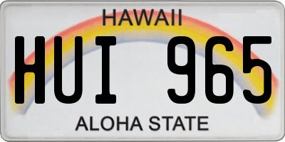 HI license plate HUI965