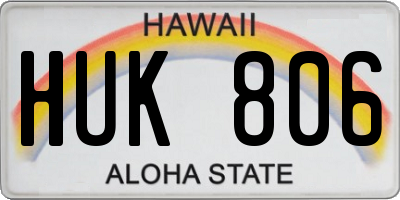 HI license plate HUK806